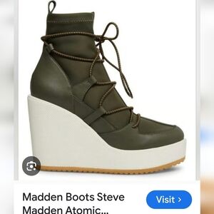 💰Steve Madden Olive High-Top Wedge Sneakers